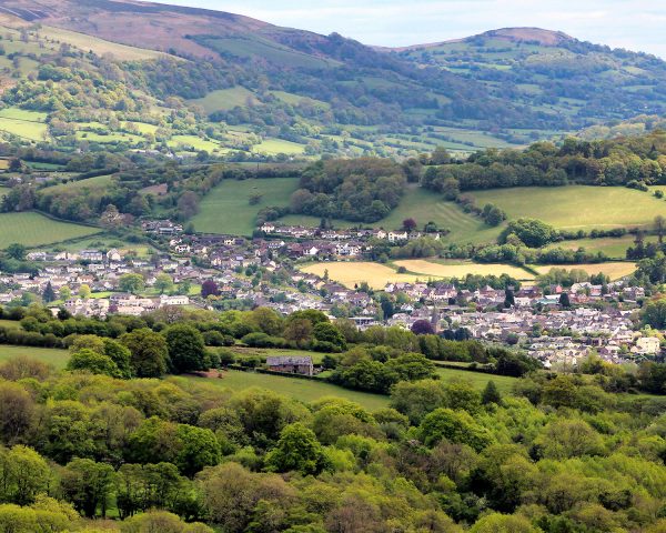 The Monmouth & Brecon Canal a view of Crickhowell